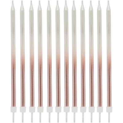 Rose Gold Ombre Tall Skinny Candles (pack quantity 12)