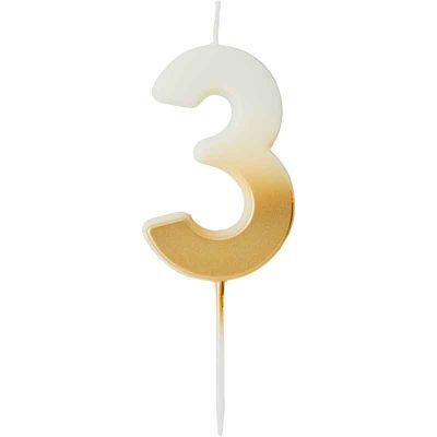 Gold Ombre Number '3' Candle