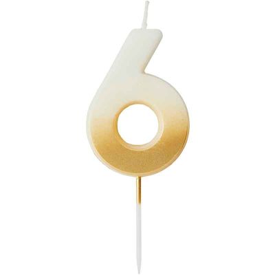 Gold Ombre Number '6' Candle