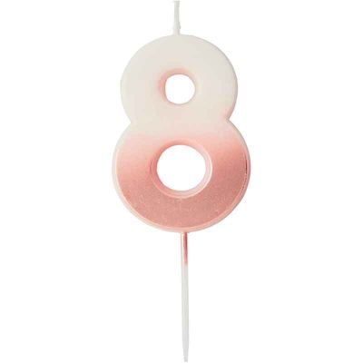 Rose Gold Ombre Number '8' Candle
