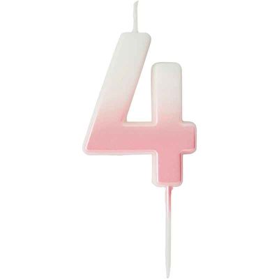 Pink Ombre Number '4' Candle