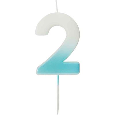 Blue Ombre Number '2' Candle