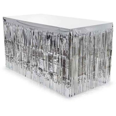 Silver Fringe Table Skirt
