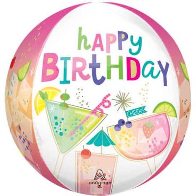 Cocktail Surprise Birthday Orbz Foil Balloon