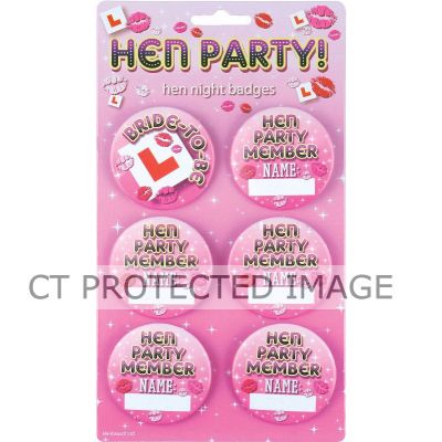  5.7cm Hen Night Badges (pack quantity 6) 