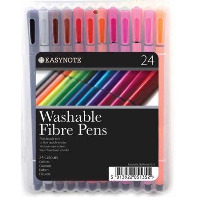  Assorted Washable Fibre Pens (pack quantity 24) 