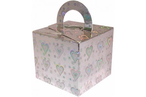 Holographic Silver Hearts Favour Box  10s