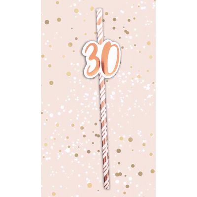 30th Birthday Rose Gold Straws