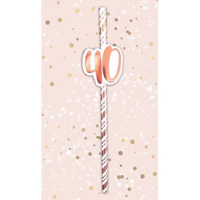 40th Birthday Rose Gold Straws