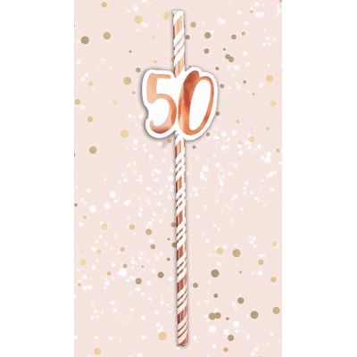 50th Birthday Rose Gold Straws