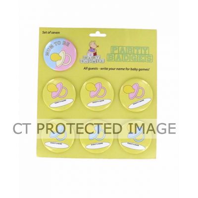  Personalised Baby Shower Badges (pack quantity 7) 