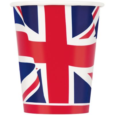9oz Union Jack Paper Cups (pack quantity 8)