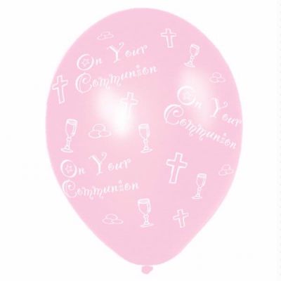  Communion Pink Latex Balloons (pack quantity 6) 