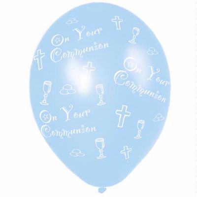  Communion Blue Latex Balloons (pack quantity 6) 