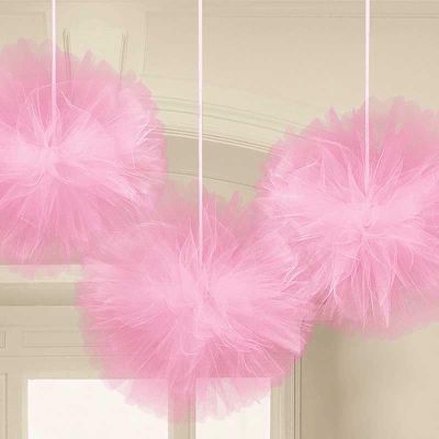  Pink Fluffy Tulle Decorations (pack quantity 3) 