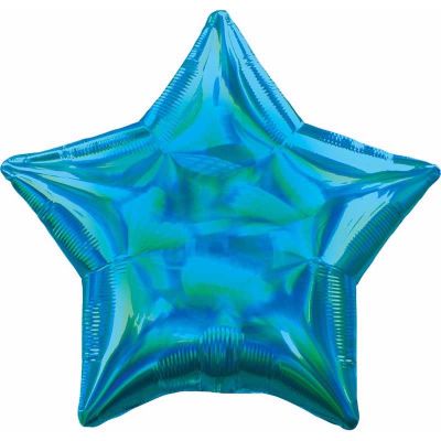 19 Inch Iridescent Cyan Star Foil