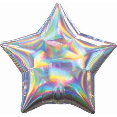 19 Inch Iridescent Silver Star Foil