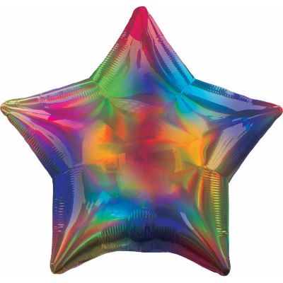 19 Inch Iridescent Rainbow Star Foil