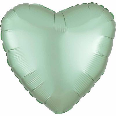 18 Inch Satin Luxe Mint Green Heart Foil