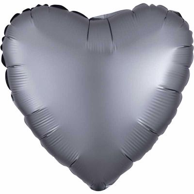 18 Inch Satin Luxe Graphite Heart Foil