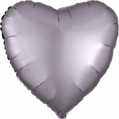 18 Inch Satin Luxe Greige Heart Foil