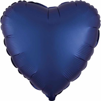 18 Inch Satin Luxe Navy Heart Foil