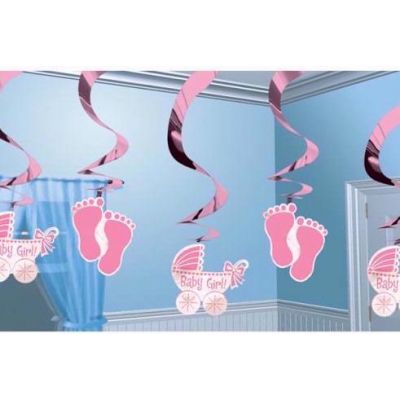 Baby Girl Hanging Swirl Decoration