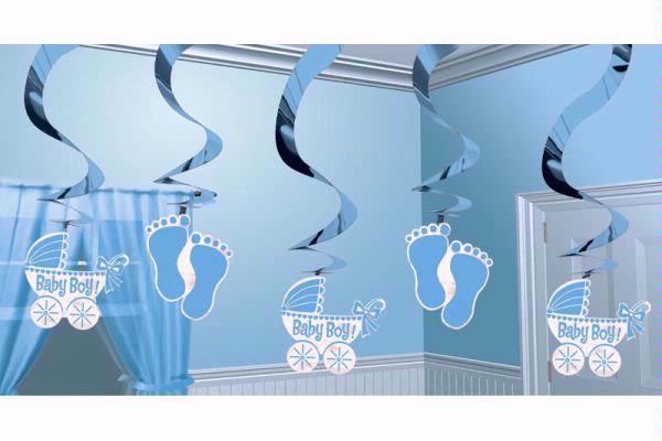 Baby Boy Hanging Swirl Decoration