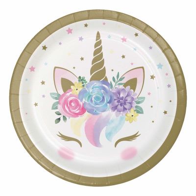  7 Inch Unicorn Baby Paper Lunch Plates (pack quantity 8) 