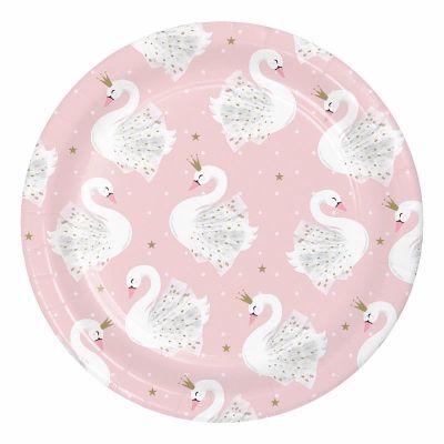  7 Inch Stylish Swan Party Plates (pack quantity 8) 
