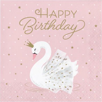  Stylish Swan Party Birthday 33cm Napkins (pack quantity 16) 