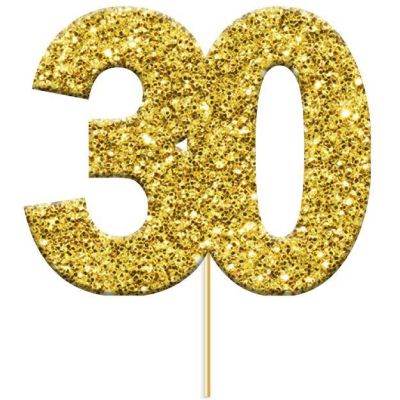 Glitter 30 Numeral Gold Cupcake Topper