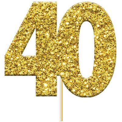 Glitter 40 Numeral Gold Cupcake Topper