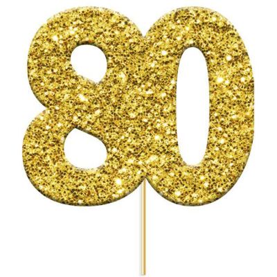 Glitter 80 Numeral Gold Cupcake Topper
