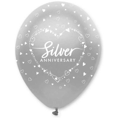  30cm Silver Anniversary Balloons (pack quantity 6) 
