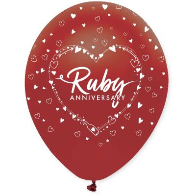  30cm Ruby Anniversary Balloons (pack quantity 6) 