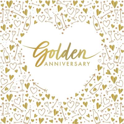  33cm Golden Anniversary 33cm Napkins (pack quantity 16) 