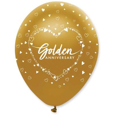  30cm Golden Anniversary Balloons (pack quantity 6) 