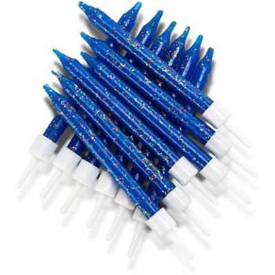  7.5cm Navy Glitter Candles (pack quantity 12) 