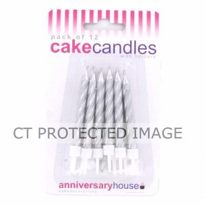  Silver Metallic Candles (pack quantity 12) 
