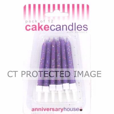  Purple Glitter Candles (pack quantity 12) 