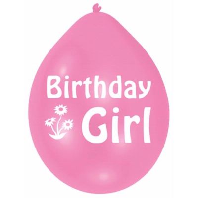  22cm Birthday Girl Balloons   (pack quantity 10) X6
