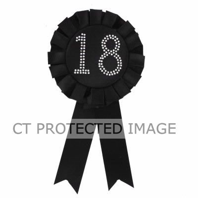 18th Birthday Black Rosette Badge