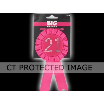 21st Birthday Pink Rosette Badge