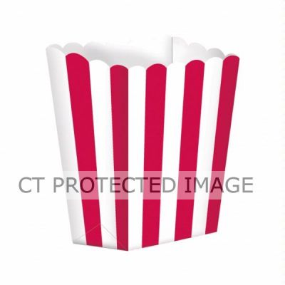  Red Stripes Popcorn Favor Boxes (pack quantity 5) 