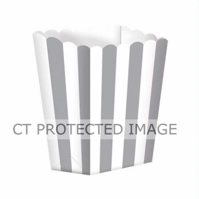  Silver Stripes Popcorn Favor Boxes (pack quantity 5) 