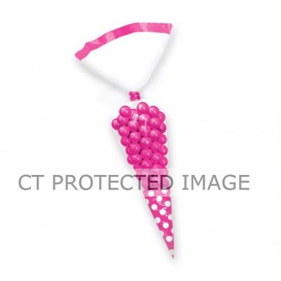  Bright Pink Dots Cone Shaped Party Bags (pack quantity 10) 