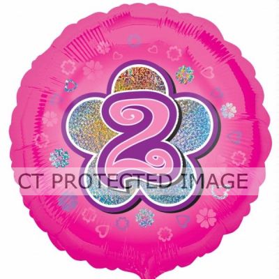 18 Inch 2nd Birthday Pink Flowers Foil