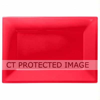  33x23cm Red Plastic Platters (pack quantity 3) 