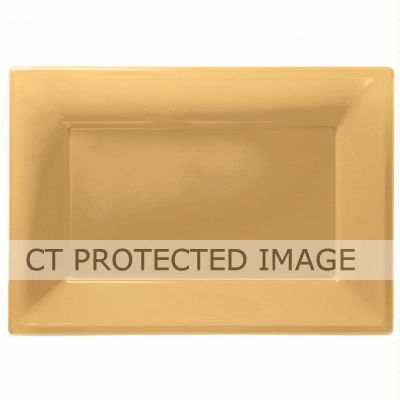  33x23cm Gold Plastic Platters (pack quantity 3) 